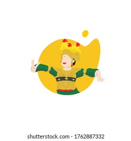 Balinese dancer with a yellow background