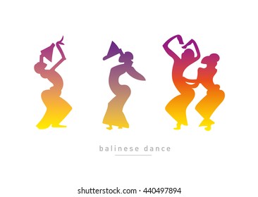 Balinese dancing girls in a gradient style