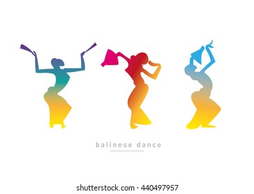 Balinese dancing girls in a gradient style