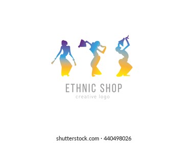 Balinese dancing girls in a gradient style