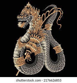 Balinese Dragon with ornament illustration