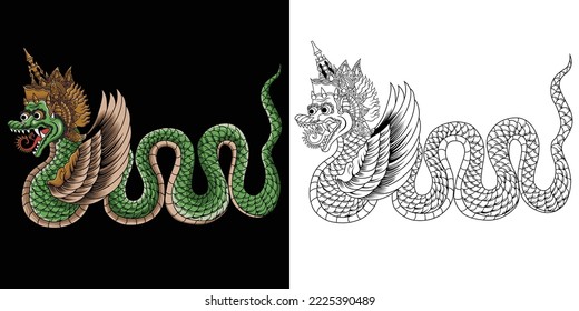 Balinese Dragon with ornament illustration