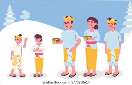 Balinese Flat Design Illustration-Bali Culture
