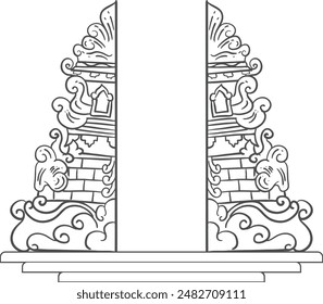 Balinese gate or gapura building illustration