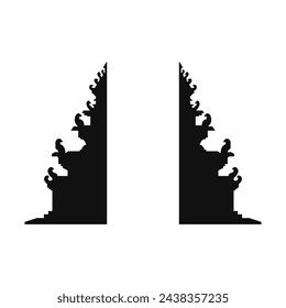 Balinese gate silhouette, etnic balinese gate vector silhouette, Bali, Indonesia