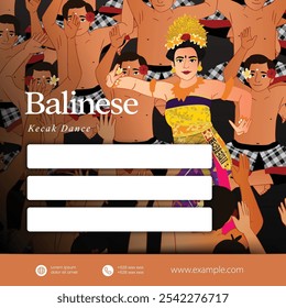 Dançarino de kecak balinês Ilustração para post de mídia social