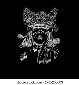 Balinese legong vector illustration of girl
