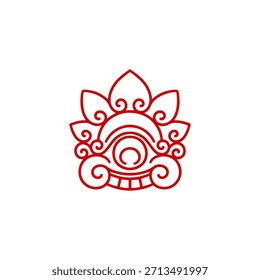 Logotipo balinés línea de arte Vector premium