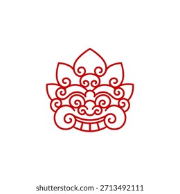 Balinese logo line art vector premium