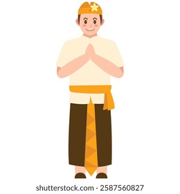 Balinese man in traditional attire, ideal for travel brochures, cultural websites, diverse stock images, Southeast Asian publications, and magazines.