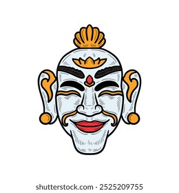 Balinese Mask Illustration Colored - Balinese Mask-05
