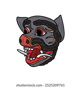 Balinese Mask Illustration Colored - Balinese Mask-06
