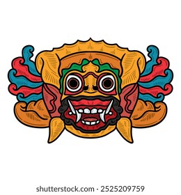 Balinese Mask Illustration Colored - Balinese Mask-08