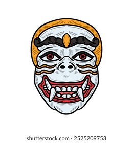 Balinese Mask Illustration Colored - Balinese Mask-11