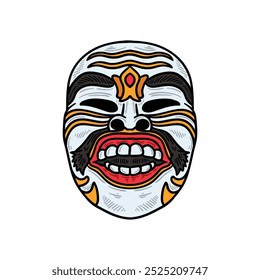 Balinese Mask Illustration Colored - Balinese Mask-13