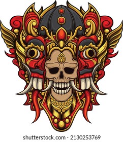 Balinese mask illustration with premium quality stock vector