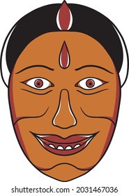 Balinese Mask With Old School Style Illustration