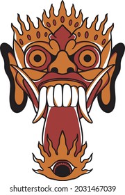 Balinese Mask With Old School Style Illustration