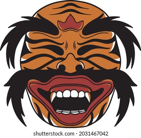 Balinese Mask With Old School Style Illustration