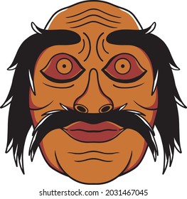 Balinese Mask With Old School Style Illustration