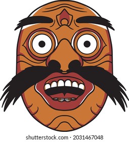 Balinese Mask With Old School Style Illustration