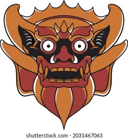 Balinese Mask With Old School Style Illustration