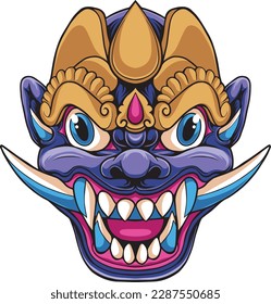 balinese mask purple demon vector