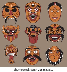 balinese mask vector bundle illustrations are suitable for use for clothing branding stickers and others