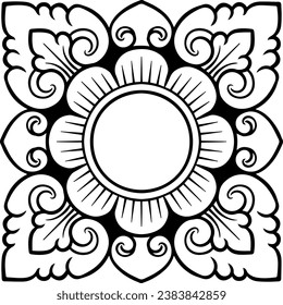 Balinese ornament decoration vector line art 3