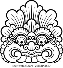 Balinese ornament decoration vector line art 9 karang tapel