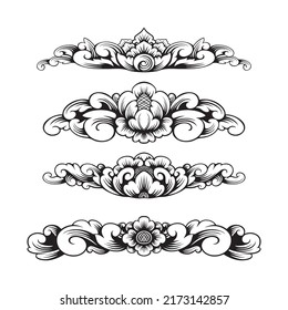 balinese ornament silhouette vector  set 