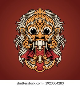 Balinese rangda mask vector illustration