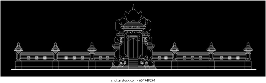 Balinese style of building vector 3