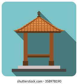 Balinese style, traditional building.  Flat icon. EPS 10. 