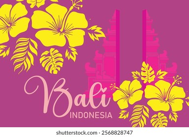 Balinese Temple Day, Vector Illustration suitable for Posters, Banners, and Templates, Bali Indonesia .Nyepi Day, 