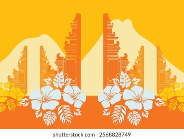Balinese Temple Day, Vector Illustration suitable for Posters, Banners, and Templates, Bali Indonesia .Nyepi Day, 