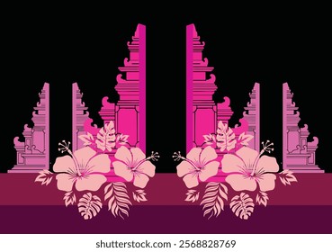 Balinese Temple Day, Vector Illustration suitable for Posters, Banners, and Templates, Bali Indonesia .Nyepi Day, 