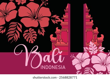 Balinese Temple Day, Vector Illustration suitable for Posters, Banners, and Templates, Bali Indonesia .Nyepi Day, 