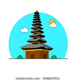 Templo balinés Ilustración vectorial plana, concepto de imagen gráfica de diseño de línea plana