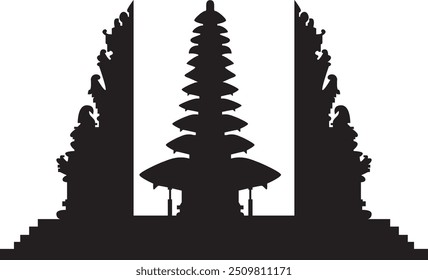 Balinese temple silhouette vector stock