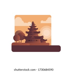 Templo balinés con ilustración vectorial