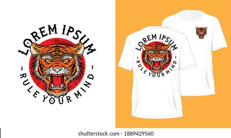 balinese tiger head design tshirt