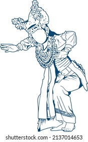 Balinese Traditional Dancer, Vector stock of Legong Dance, performing ethnic dance