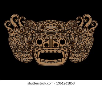 Balinese Traditional Mask Illustration, Clip art, Logo, Mascot, Isolated Vector