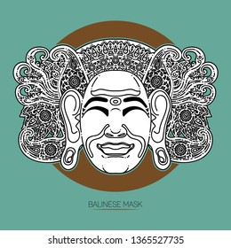 Balinese Traditional Mask Illustration, Clip art, Logo, Mascot, Isolated Vector