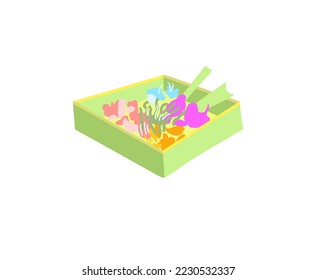 Balinese traditional offerings to the gods in Bali, flat style vector illustration