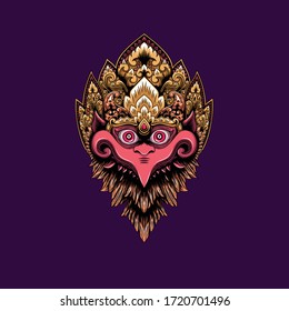 balinese traditional raven vector drawing design