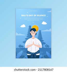 Balinese woman for happy Bali's day of silence poster illustration design