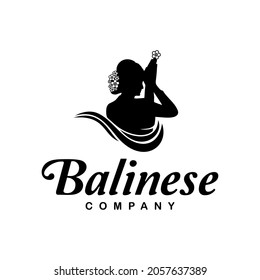 Balinese Woman Silhouette Praying Thailand India Girl With Flower Ornament