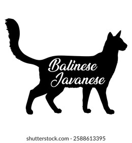 Balinese-Javanese cat silhouette, cat, cat breeds, logo, vector, silhouette,  animal, illustration, icon, sign, design, black, symbol, pet, love
